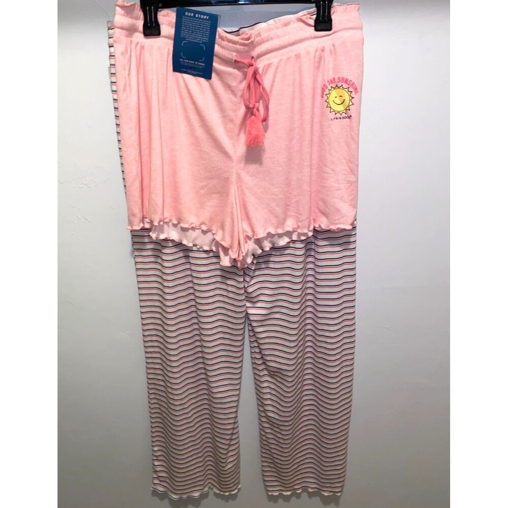 LIFE IS GOOD 2 PC PAJAMA Pants SHORTS Womens XL NWT 2 pack set Day Sunshine